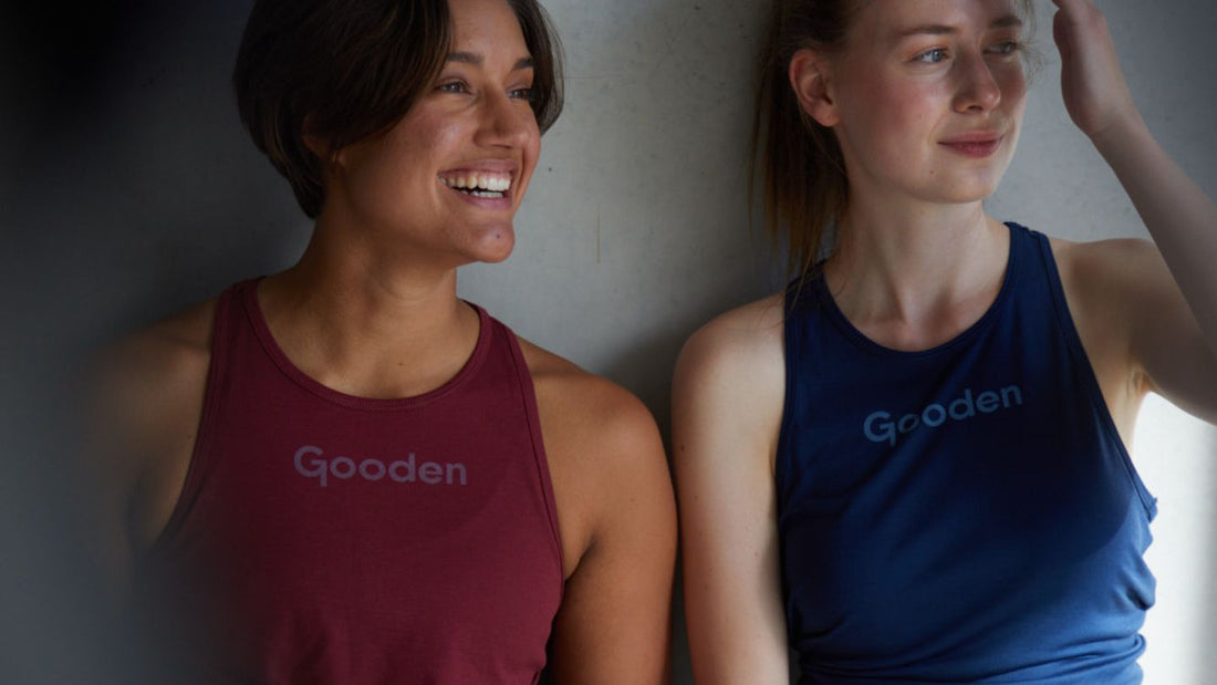 Women in GOODEN Sportswear laughing and enjoying time together.