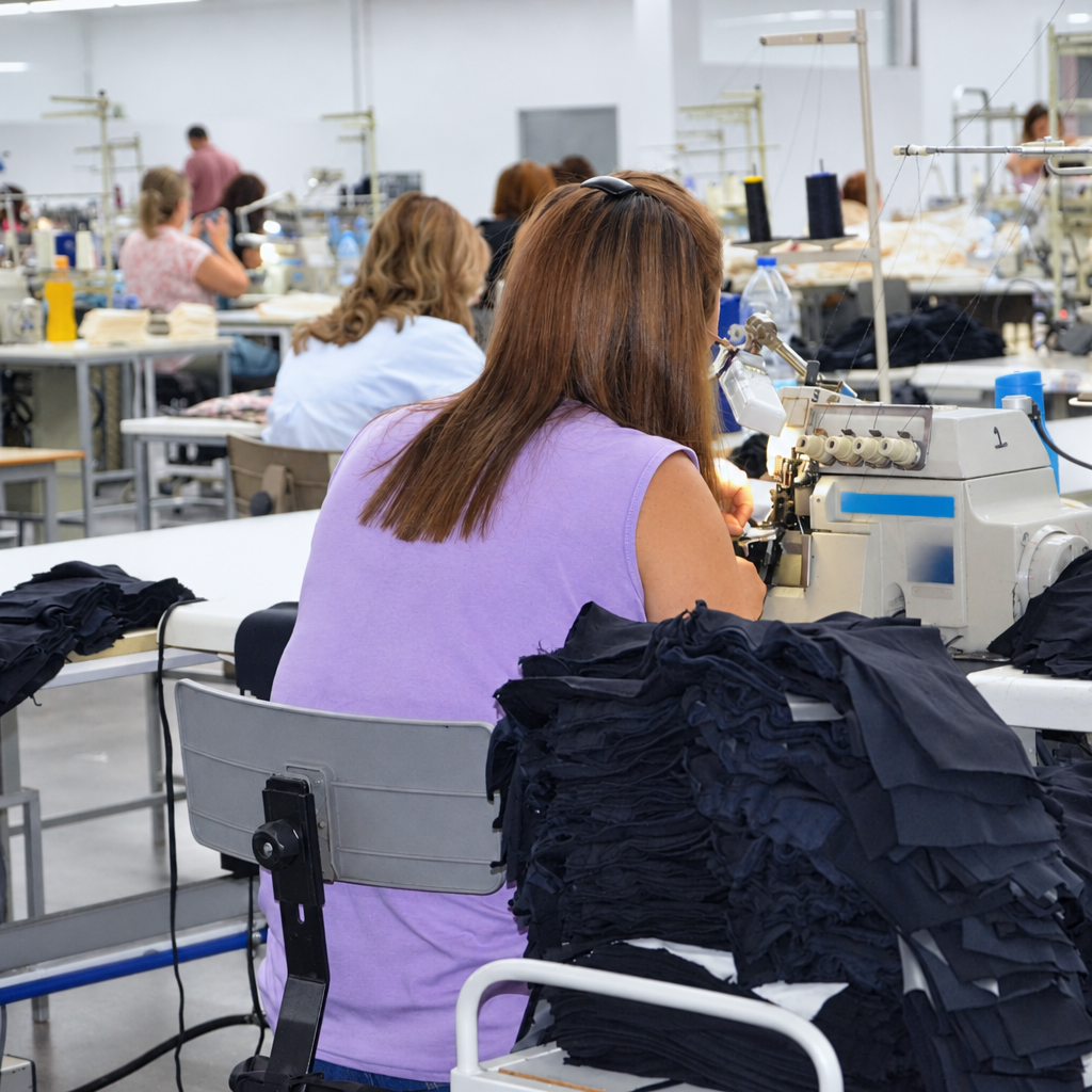 Produktion von GOODEN Damen Sportswear in einer Textilmanufaktur in Portugal